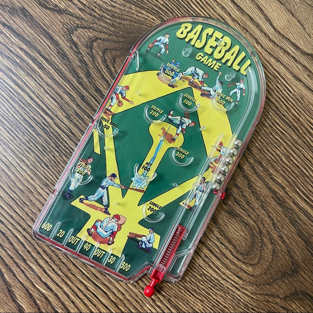Retro l Y2K 2007 Schylling Old School Vintage Tin Baseball Pinball Tabletop Game